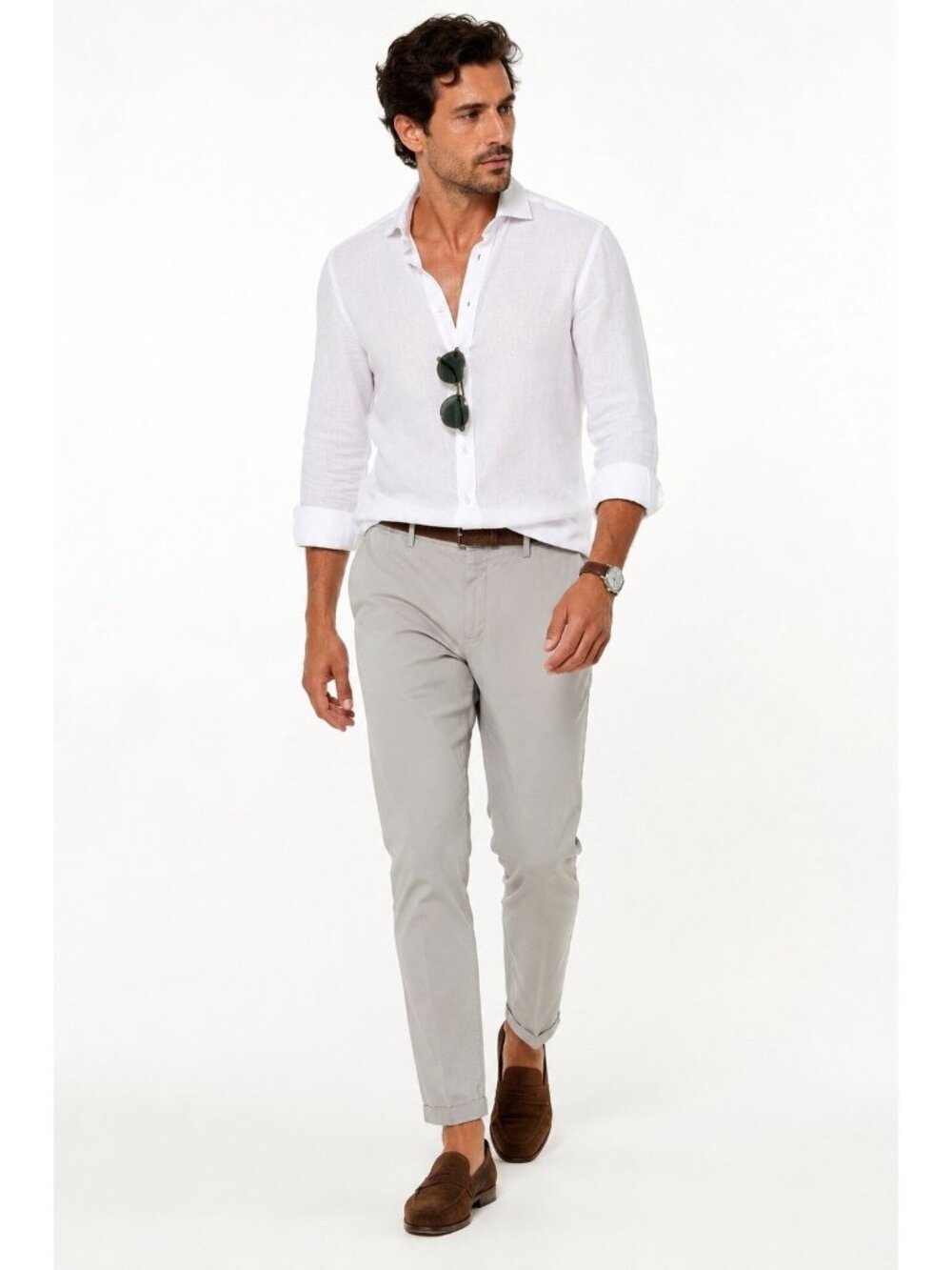 MASON'S pants chinos stretch gabardine light gray IT 54 US 36 X 30 trousers